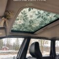 Toit ouvrant floral personnalisé sur une Volvo V70, ajoutant une touche de couleur et d'originalité.