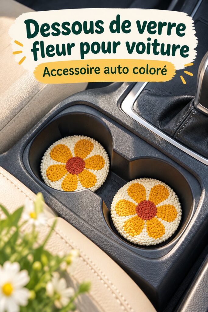 Dessous de verre hibiscus colorés dans une voiture