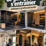 Un garage aménagé en salle de sport moderne avec des équipements de fitness