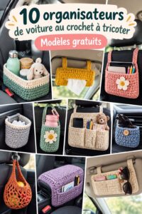Modèle d'organisateur de voiture au crochet coloré et pratique