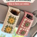 Porte-lunettes au crochet avec motifs carrés personnalisés dans une voiture