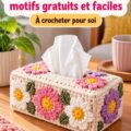 Porte-mouchoirs au crochet coloré sur un tableau de voiture
