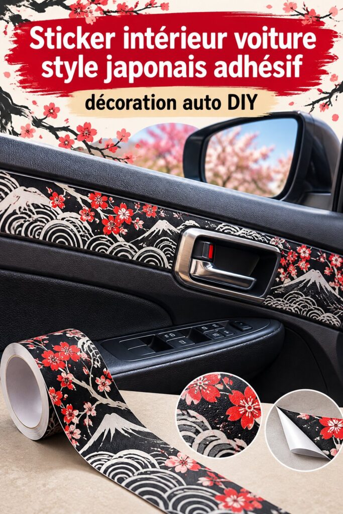 Sticker intérieur de voiture au style japonais, aspect chic et tendance.