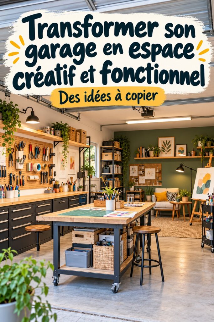 Une transformation moderne d'un garage avec des rangements stylés et fonctionnels.