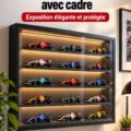 Vitrine murale élégante avec miniatures de Formule 1 exposées