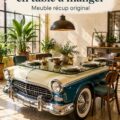 table à manger originale créée à partir d'une voiture classique
